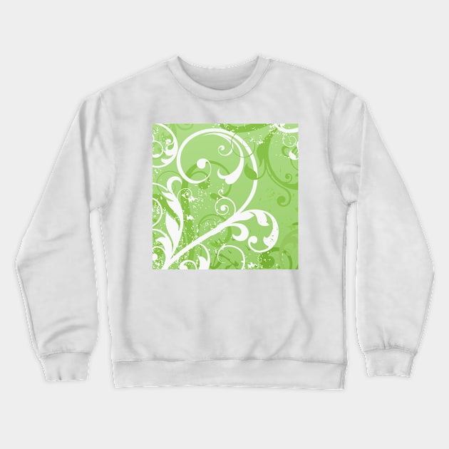 White Green Floral Art Crewneck Sweatshirt by Tshirtstory